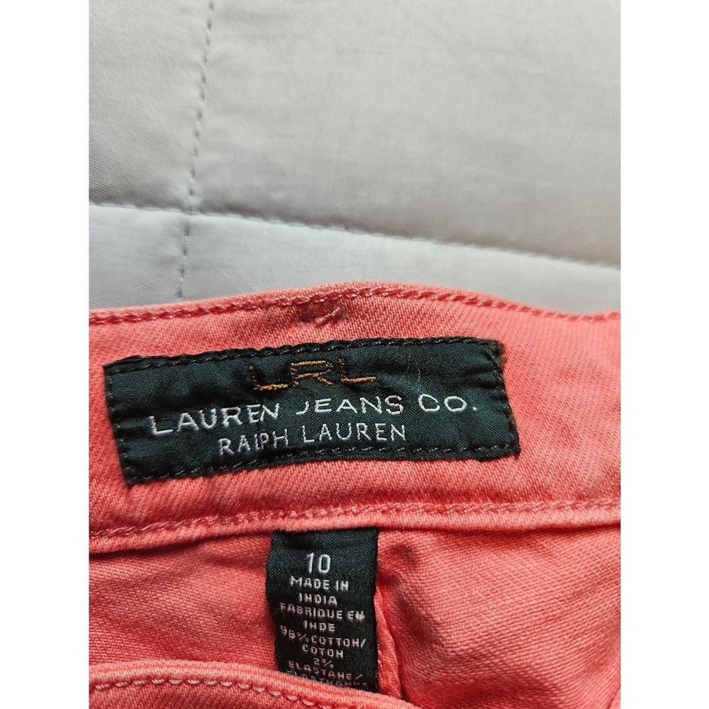 Lauren Ralph Lauren Coral Pink Straight Leg Jeans Womens 10 LRL Stretch Pants - Picture 2 of 4